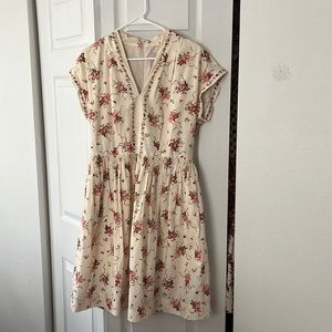 Gal Meets Glam Cecily Dress with Pockets Petite Cream Rose Pattern RARE